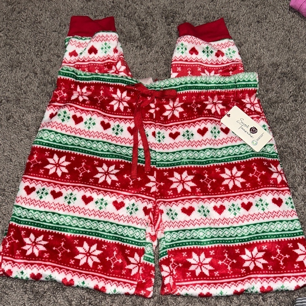 Secret Treasures Festive Red and Green Kids Pajama Bottoms